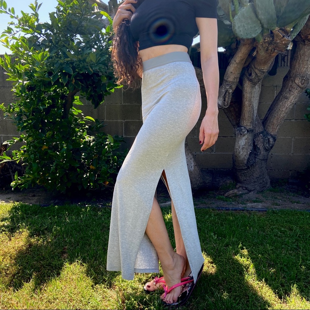 NWT H&M Basic Feather Gray Maxi Skirt